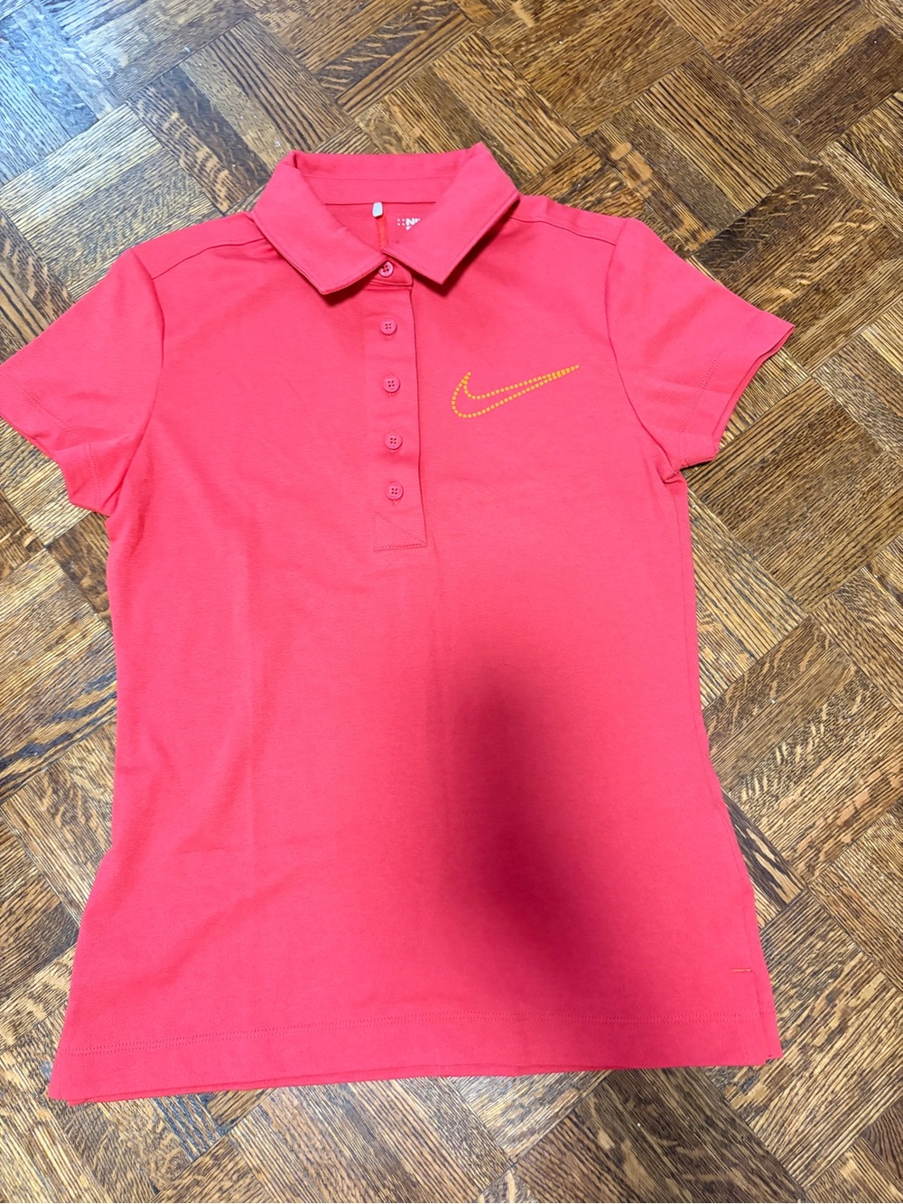 NikeGolf Coral Pink Polo with Yellow Swoosh